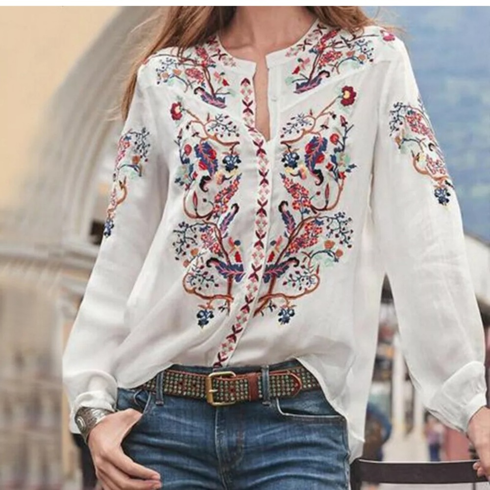 Coming Soon - Boho Floral V-neck Blouse